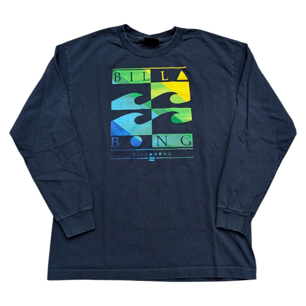 Y2K Youth Billabong Colorful Waves Large Front Graphic Long Sleeve T shirt